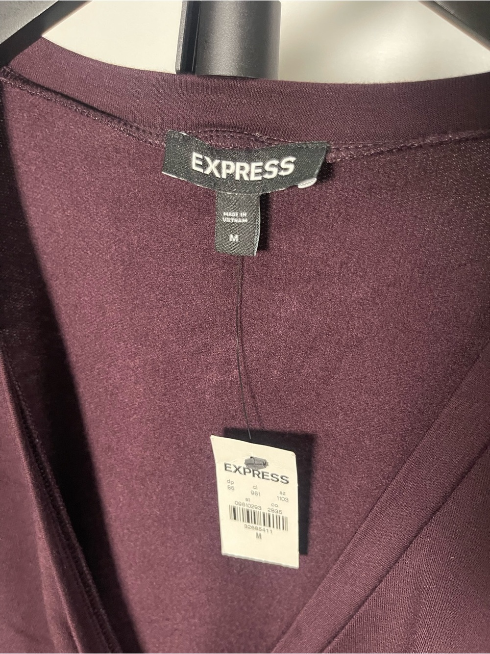 Express Plum Ruched Surplice Long Sleeve Top - Picture 3 of 7